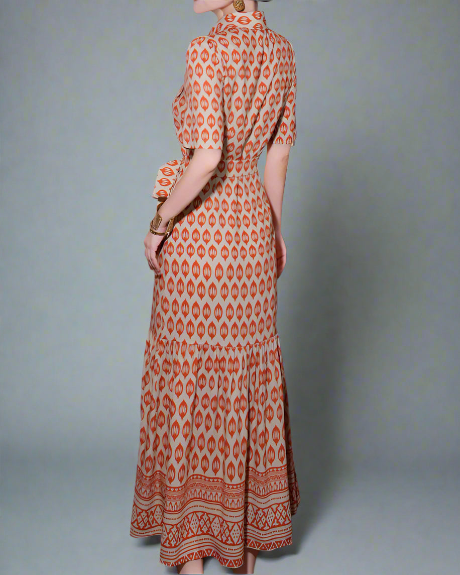 korte mouw midi jurk met 3D bloemenapplicaties - BLOOMIQ 