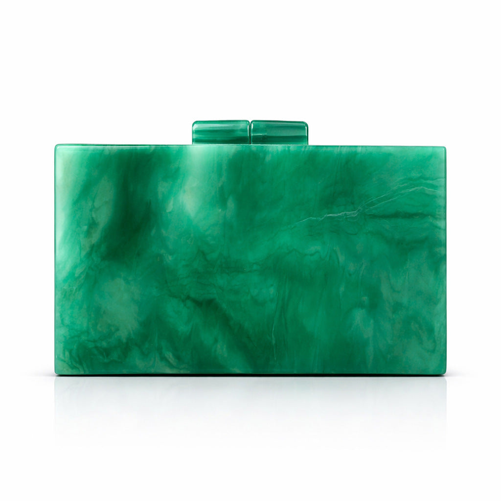 rectangular marbled clutch with glossy finish – ROSÉ