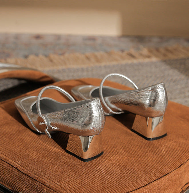 حذاء بكعب مربع مع حزام رفيع - أريانري