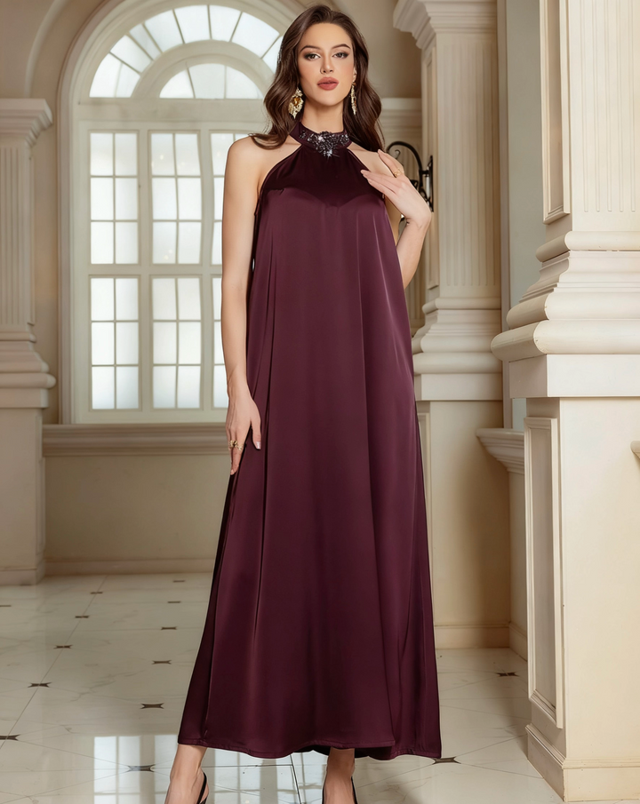 Elegant Long Sleeve Maxi Dress with Defined Waist – SELENE