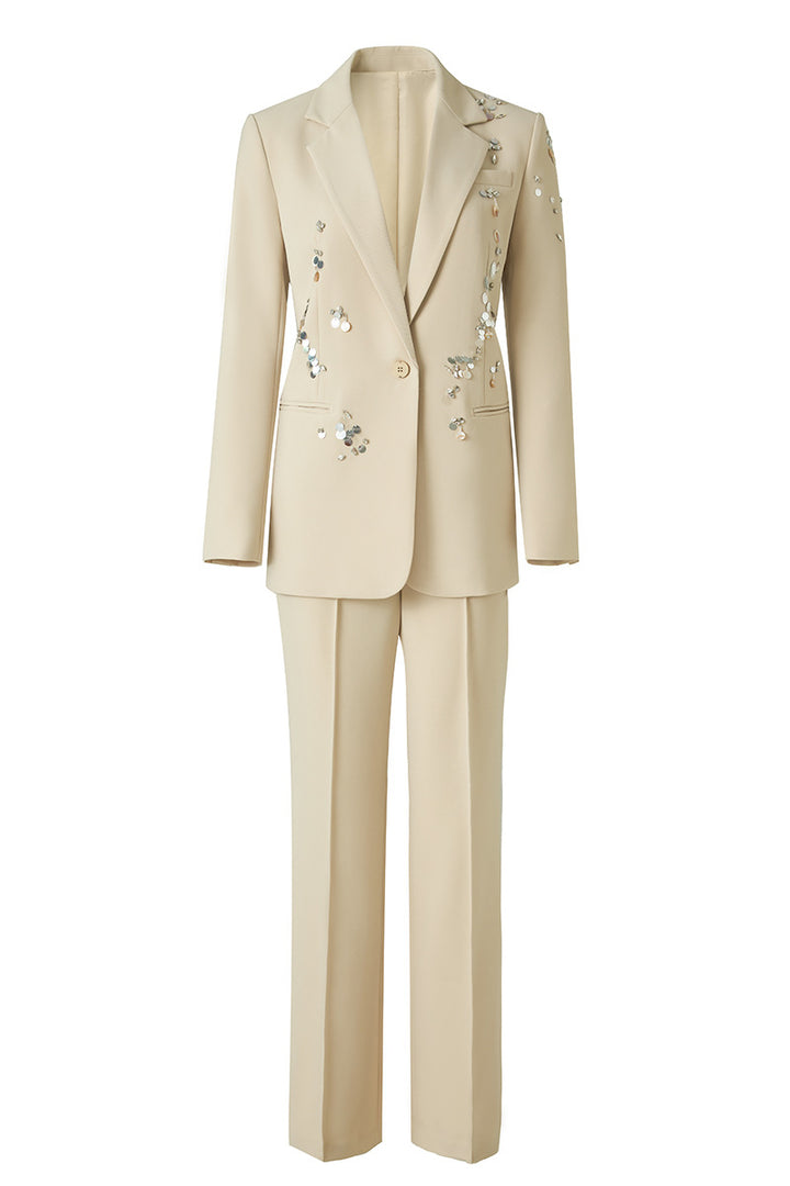 embellished tailored suit with straight-leg trousers – LUNARA