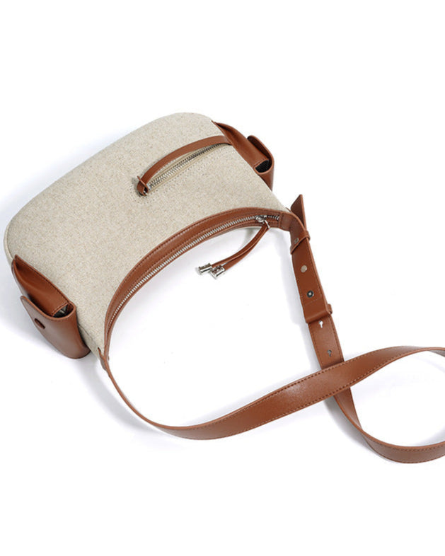 canvas shoulder bag with leather trim - ARIACZU
