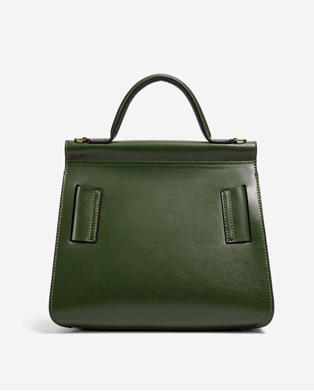 编织藤条手提包，配有双层皮革手柄 – LÉONIE 