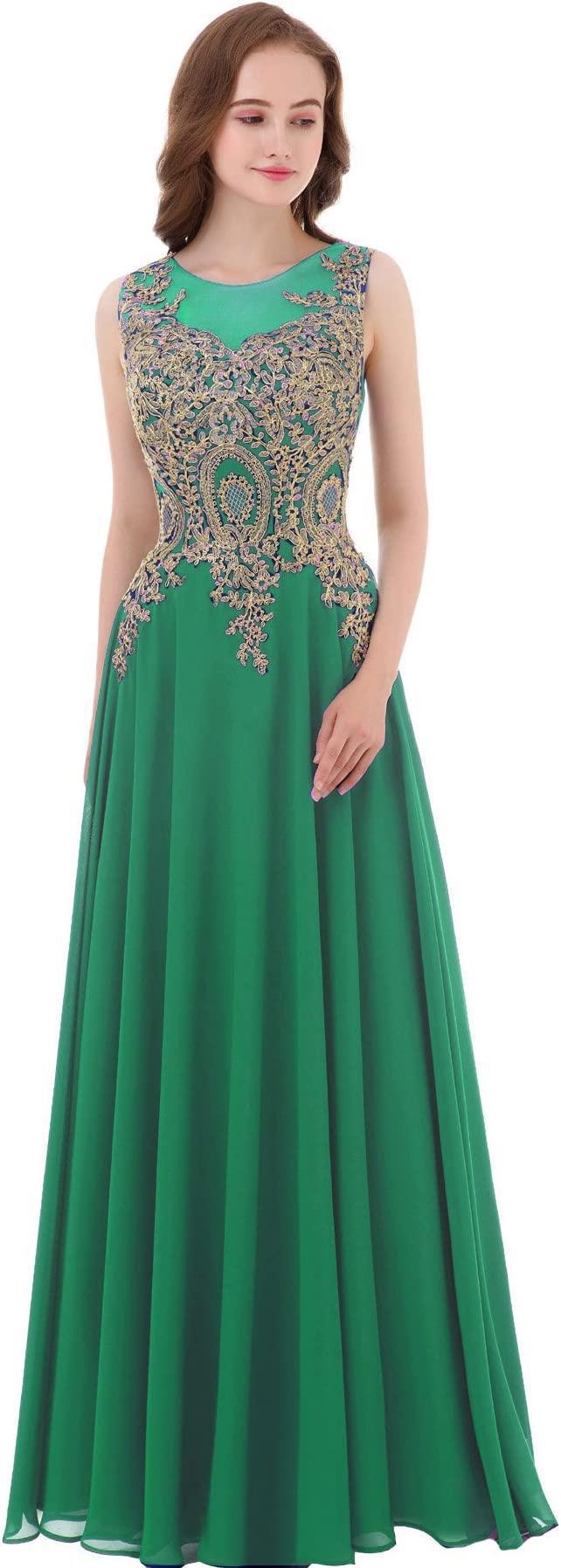 sleeveless chiffon gown with gold sequin bodice – AURONZA