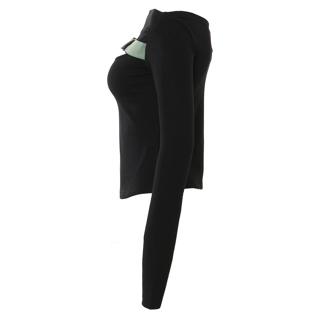 off-shoulder long sleeve top with buckle strap – SABER