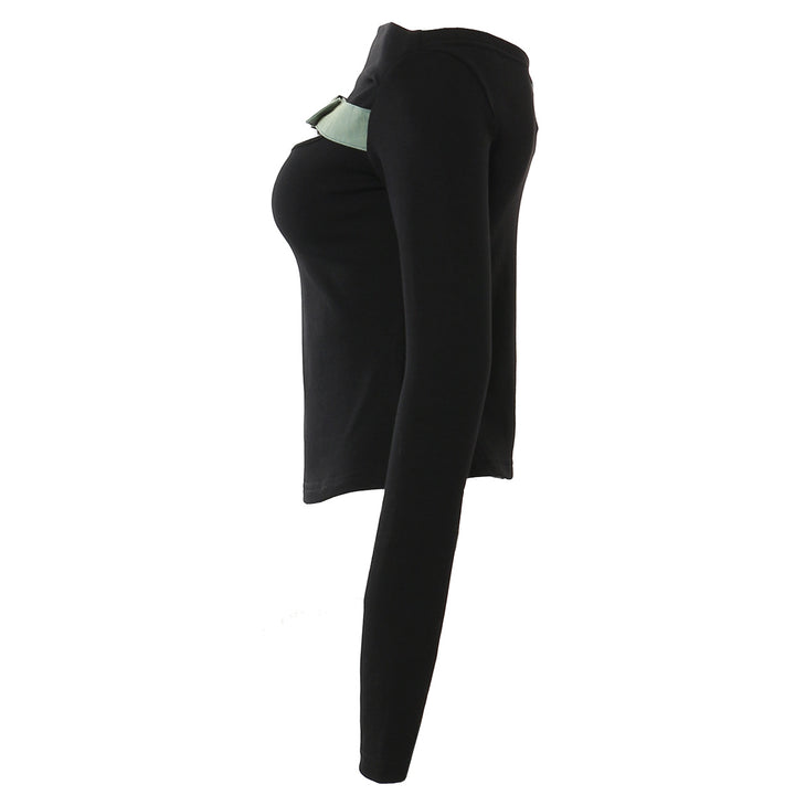 off-shoulder long sleeve top with buckle strap – SABER