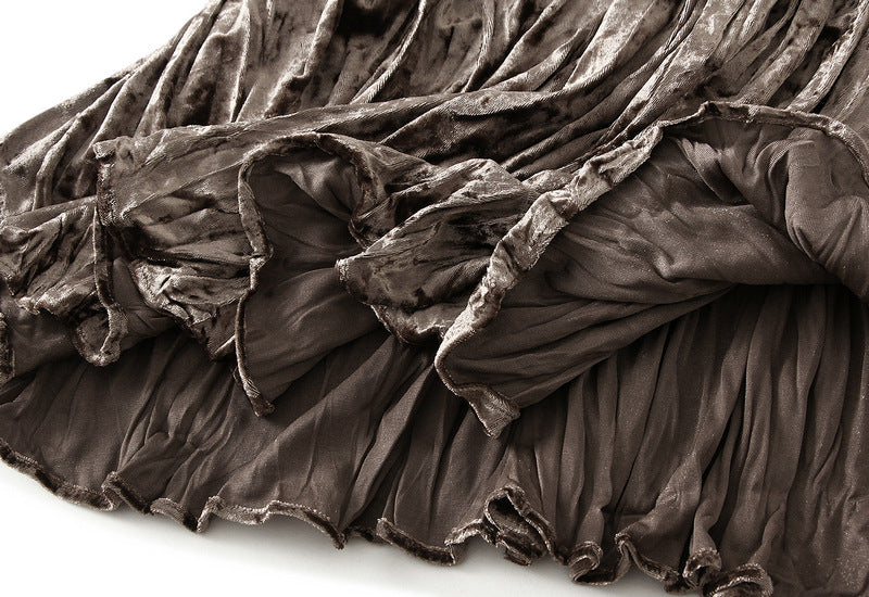 metallic crinkled pleated maxi skirt – ASTRAYA