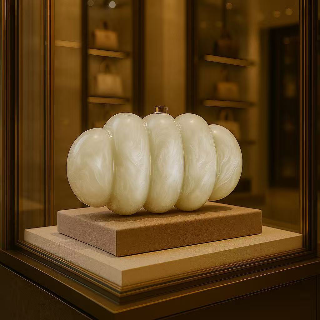 sculpted fuchsia resin clutch with glossy finish – RUBINA