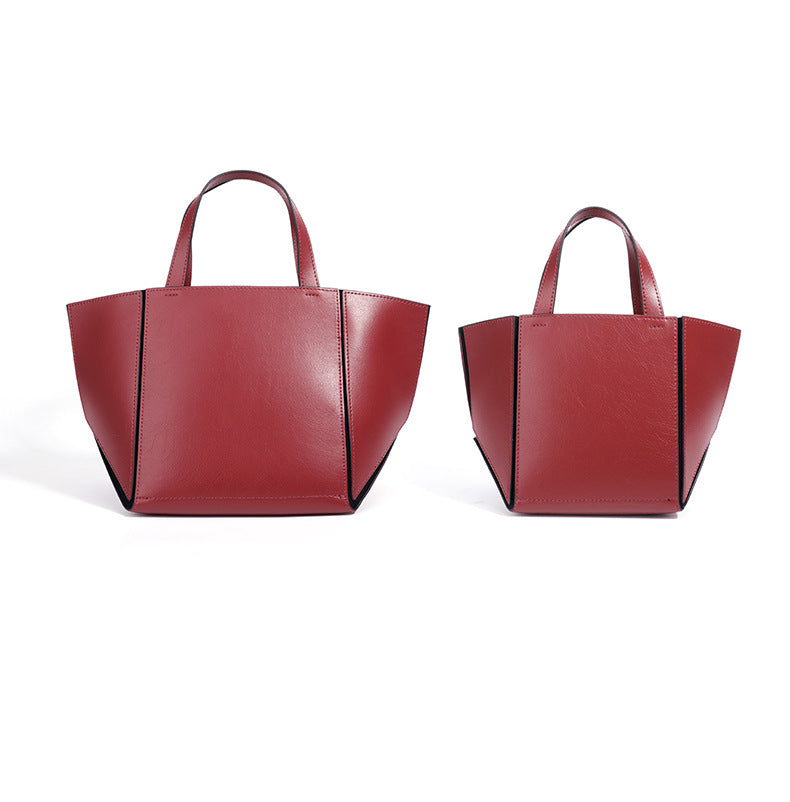 structured leather tote bag with wide side panels - ZARAZKI