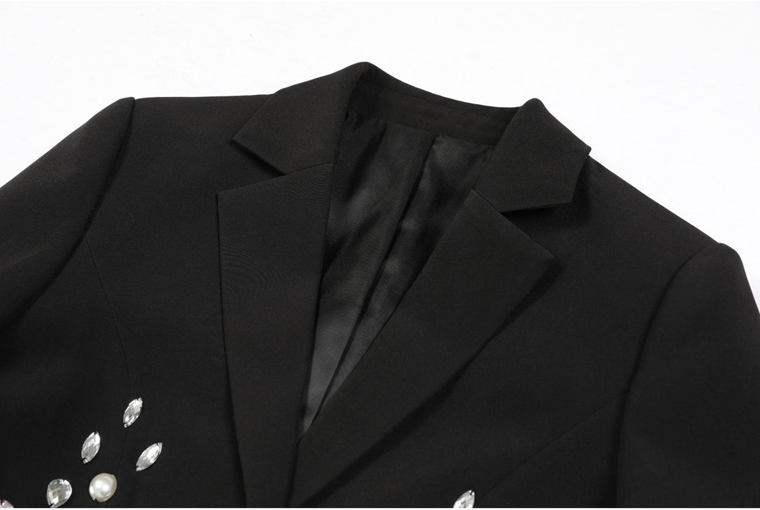 tailored blazer with pearl and crystal embellishments - SERENAZU