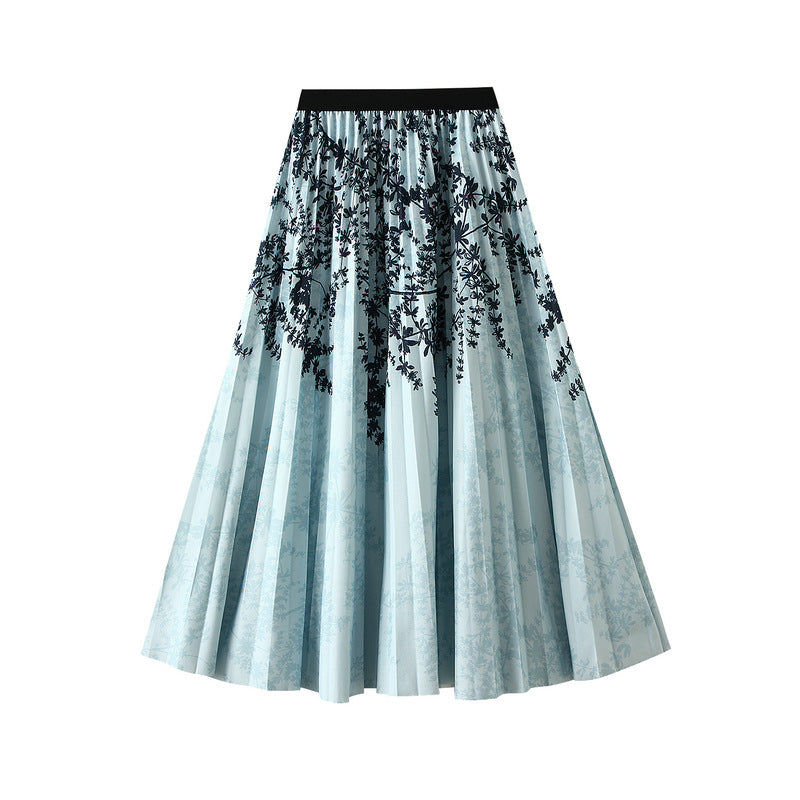 embroidered tulle midi skirt with floral appliqué – NOIRB
