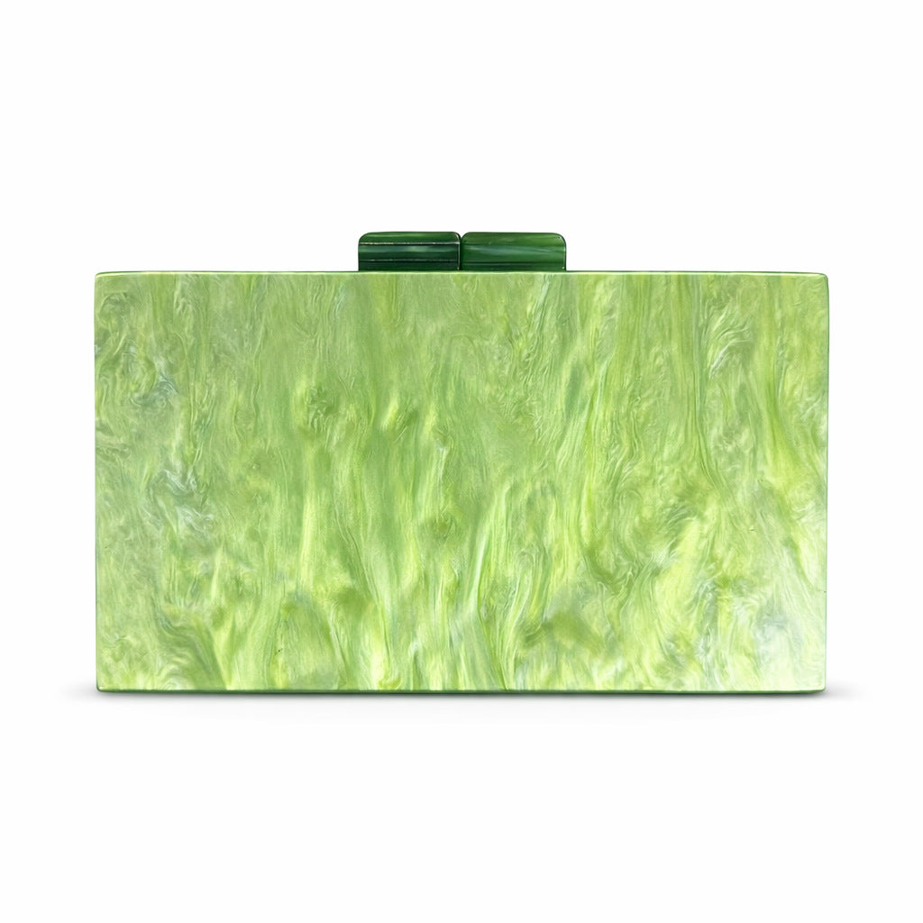 rectangular marbled clutch with glossy finish – ROSÉ