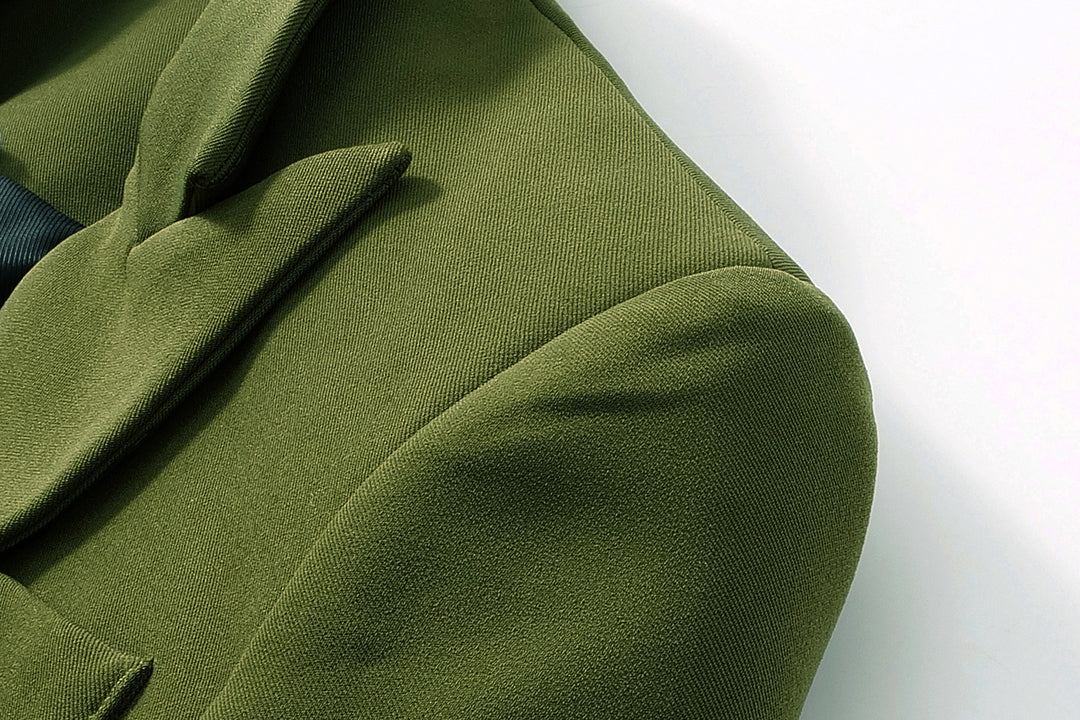 structured double-breasted blazer with gold buttons – VERDE