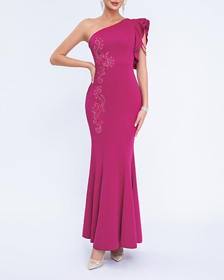 Geplooide top met uitlopende mouwen en maxi-rok set met tailleband – Rosiny 