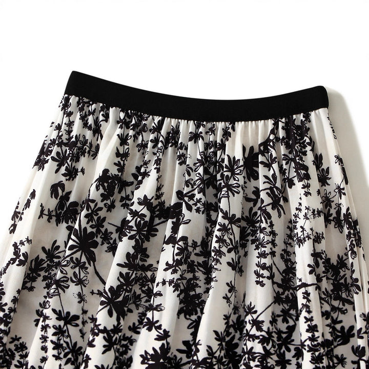 embroidered tulle midi skirt with floral appliqué – NOIRB