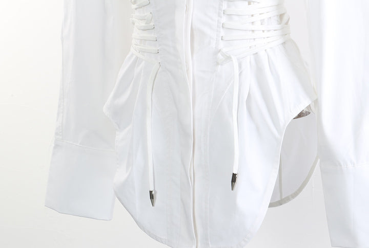 Geplooide top met uitlopende mouwen en maxi-rok set met tailleband – Rosiny 