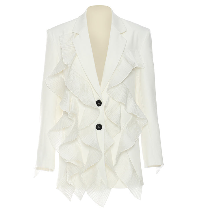 tailored blazer with cascading ruffle detailing – SEBRENA