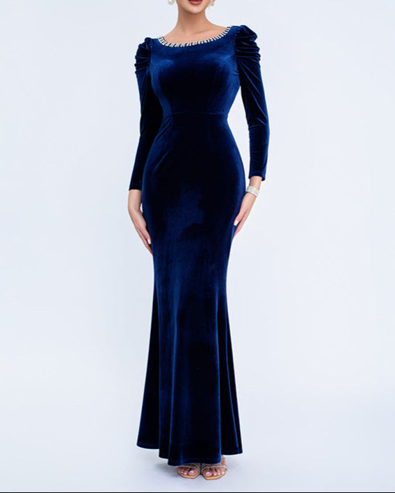 Geplooide top met uitlopende mouwen en maxi-rok set met tailleband – Rosiny 