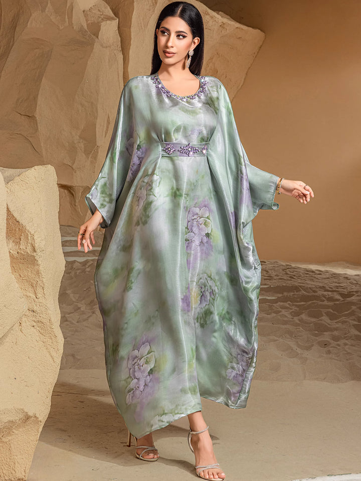 costume évasé sur mesure avec manches bouffantes en satin – VALENCIA 