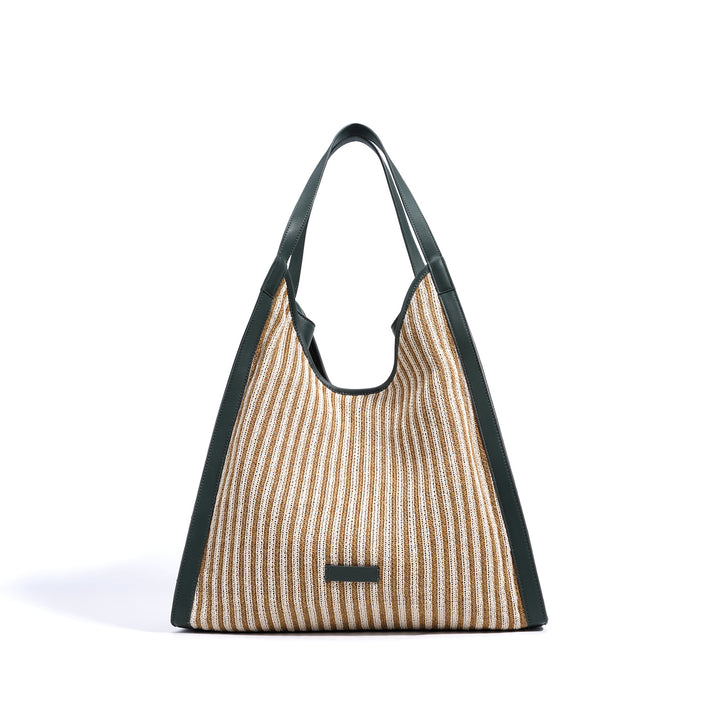 striped woven tote bag with leather edges – MIRAVLI