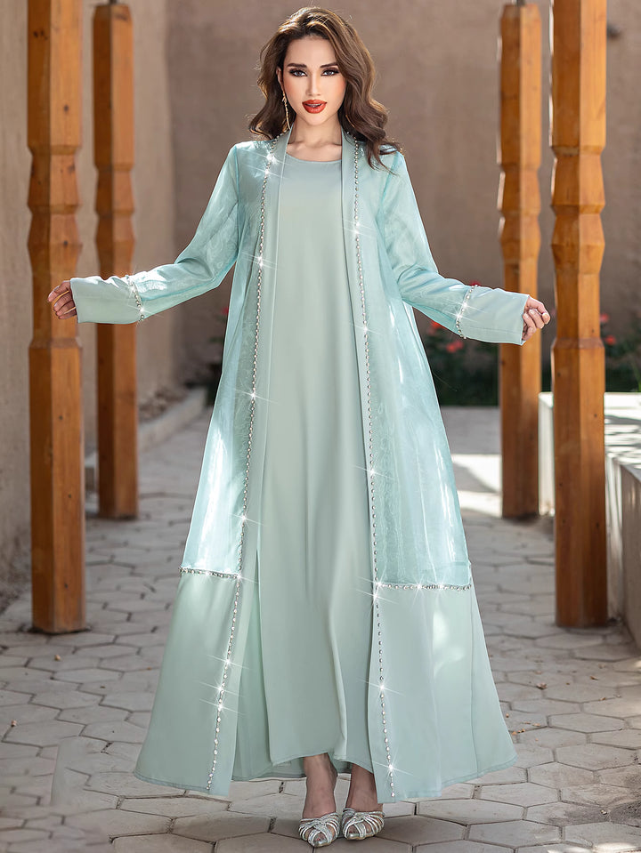 定制喇叭套装，配缎面泡泡袖 - VALENCIA 