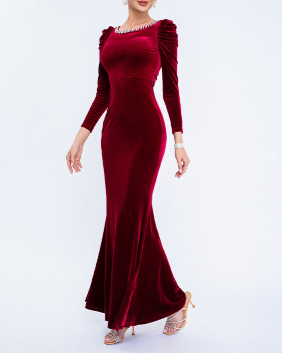 Geplooide top met uitlopende mouwen en maxi-rok set met tailleband – Rosiny 