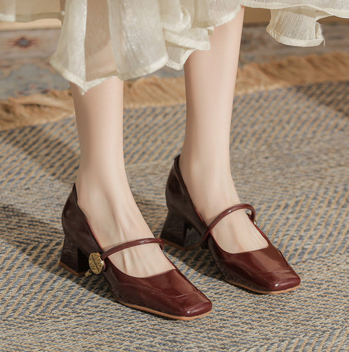 حذاء بكعب مربع مع حزام رفيع - أريانري