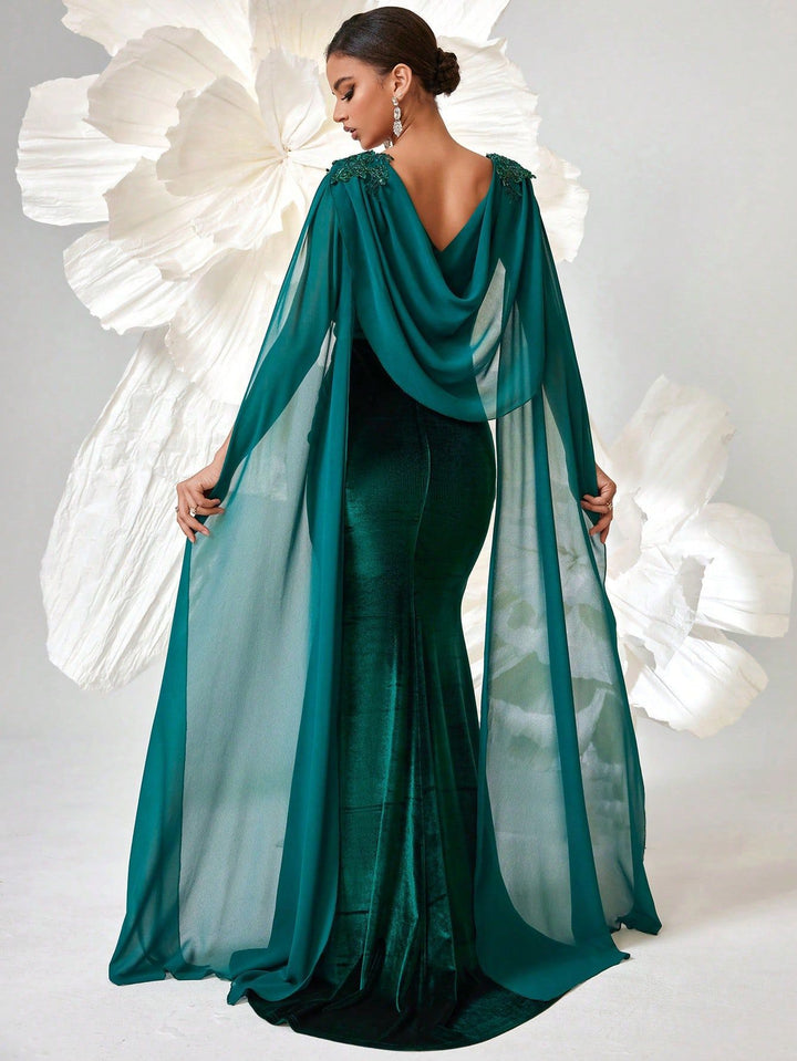 Plissiertes Oberteil mit ausgestellten Ärmeln und Maxirock-Set mit Taillengürtel – Rosiny 