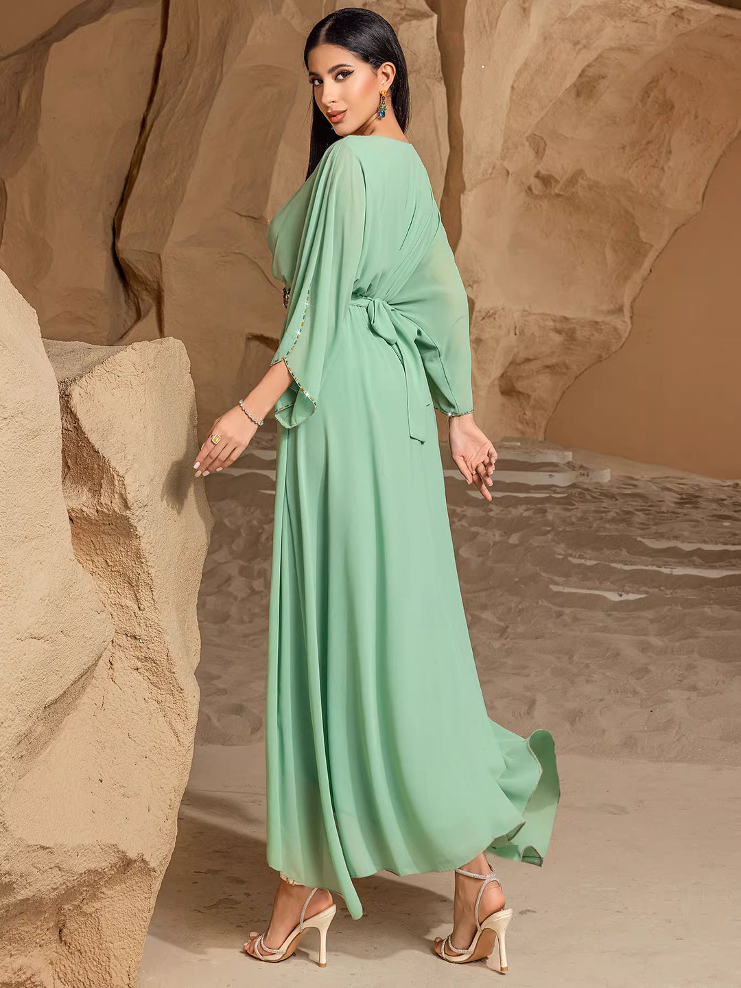 draped evening gown with sculptural neckline – ORIELLE