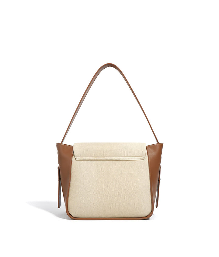structured canvas bag with leather trim - TERRA