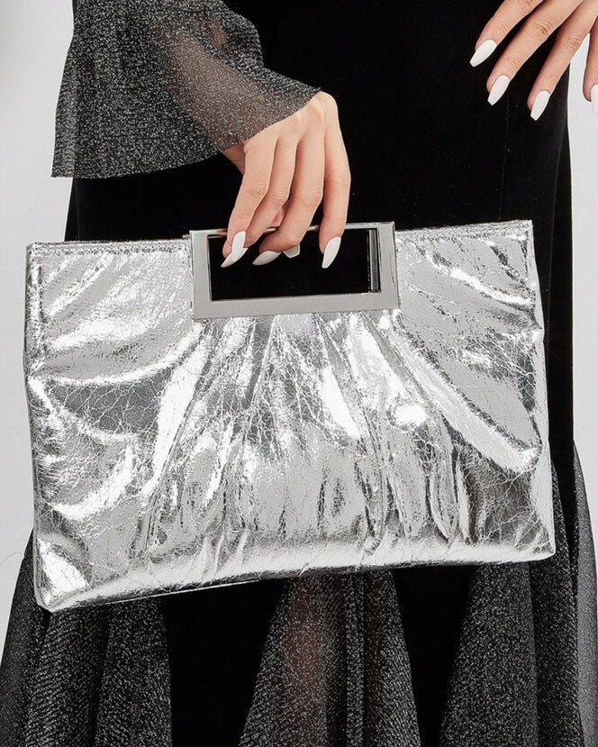 حقيبة كلاتش معدنية قابلة للطي بإطار هندسي – ستيلينرا