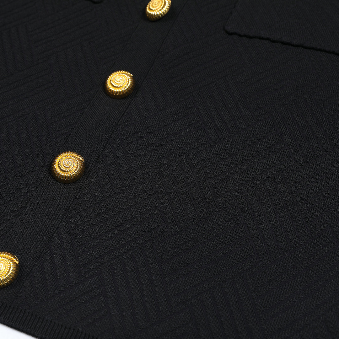 two-piece knit set with gold button accents – ADELLEM