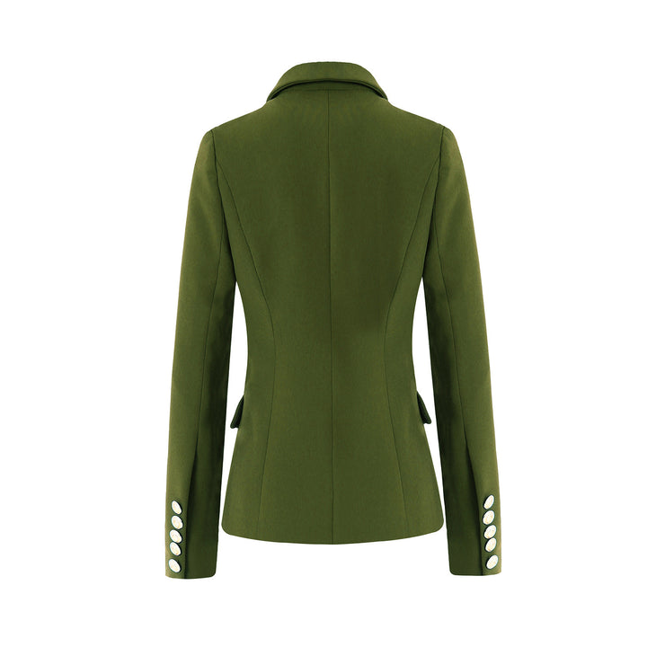 structured double-breasted blazer with gold buttons – VERDE
