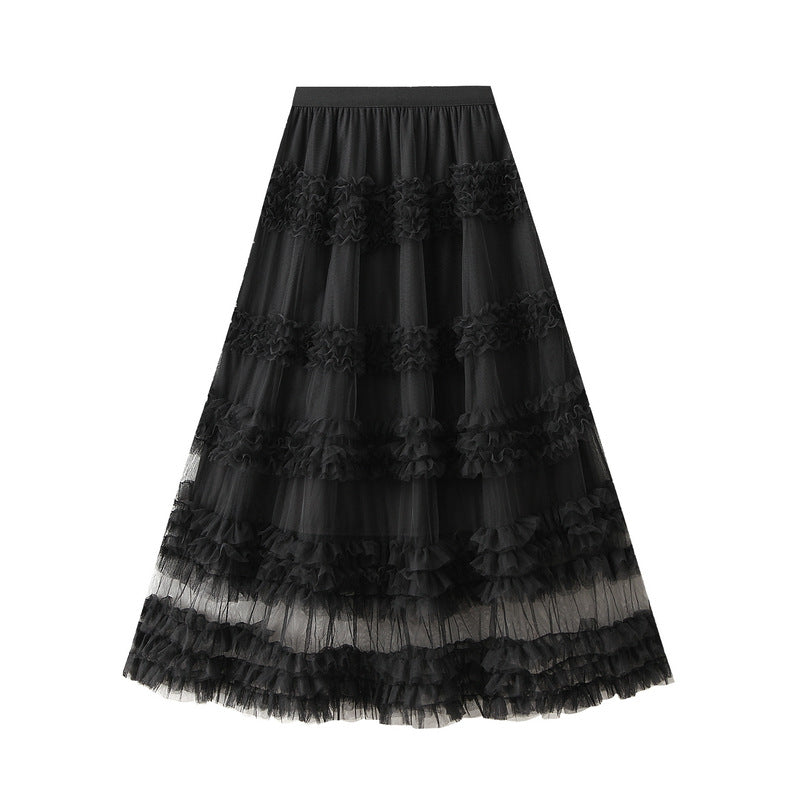 tiered tulle skirt with horizontal ruffle bands – BLOORA