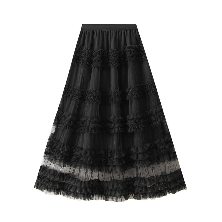 tiered tulle skirt with horizontal ruffle bands – BLOORA