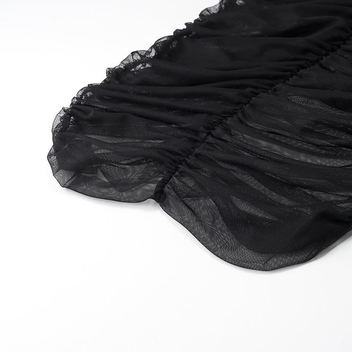 فستان مكشكش مع رقبة مكشكشة – نويرسي