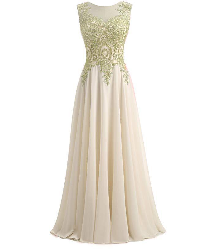 sleeveless chiffon gown with gold sequin bodice – AURONZA