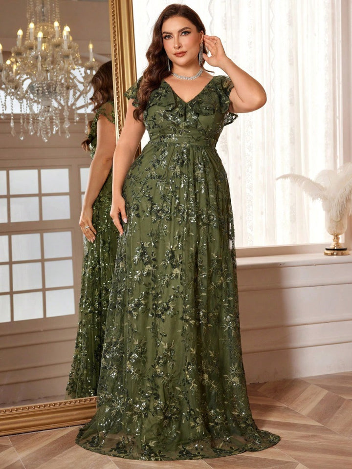 Plissiertes Oberteil mit ausgestellten Ärmeln und Maxirock-Set mit Taillengürtel – Rosiny 