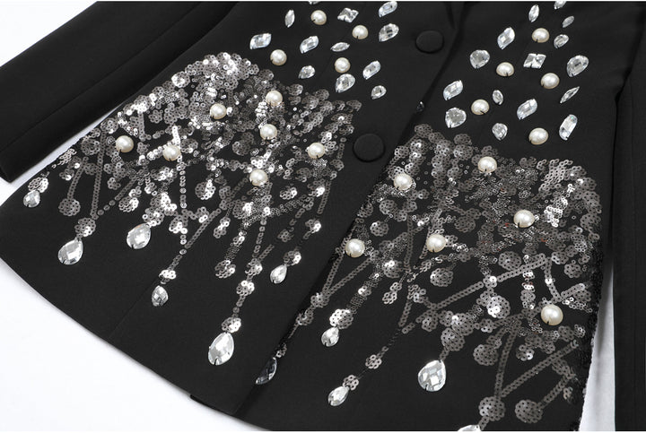 tailored blazer with pearl and crystal embellishments - SERENAZU
