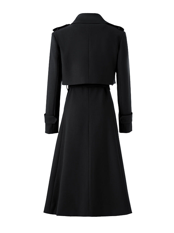 معطف ترنش قصير الطبقات بحزام - أوليفيا