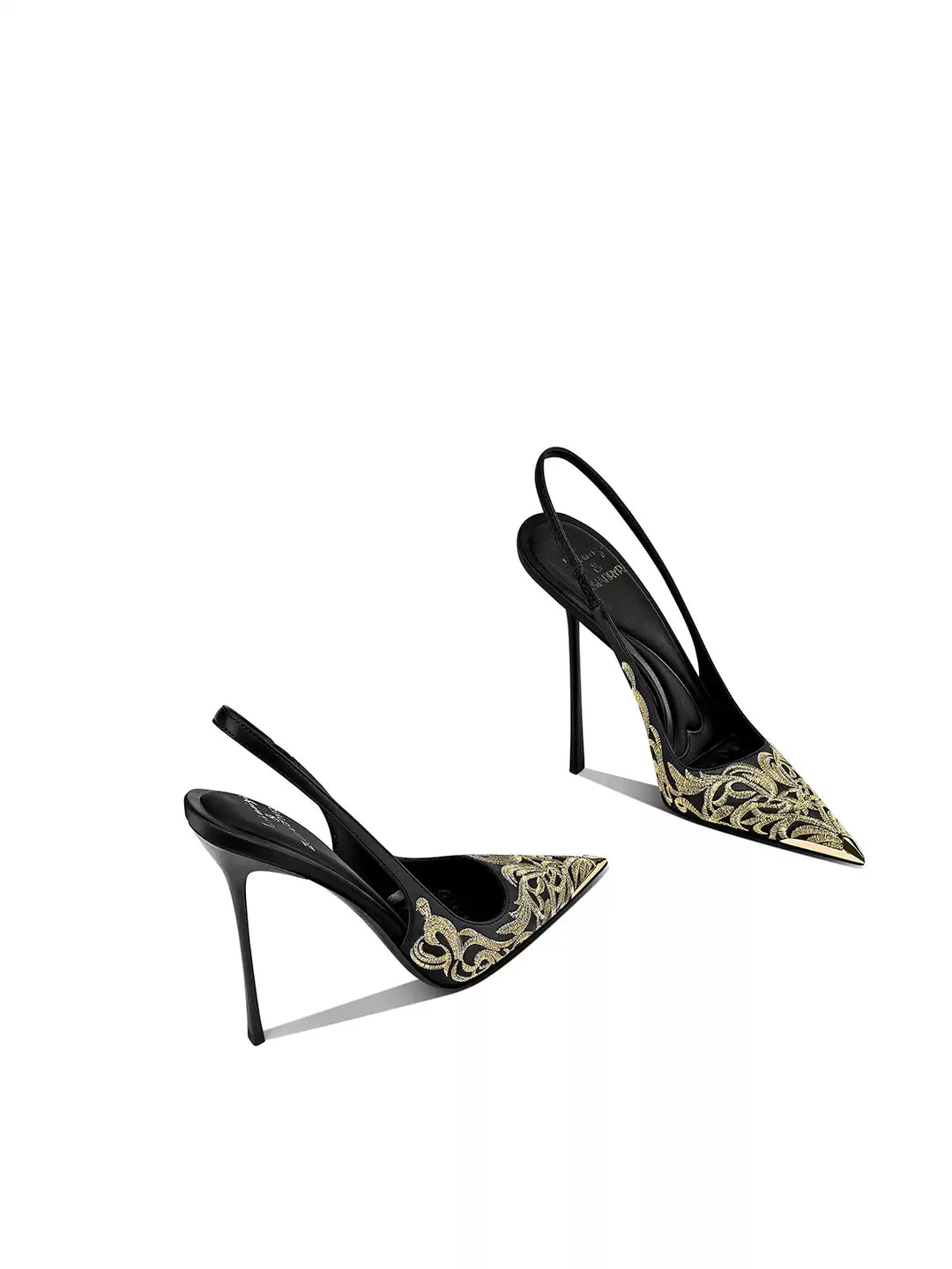 Embroidered Pointed-Toe Slingback Heels – AURELIA