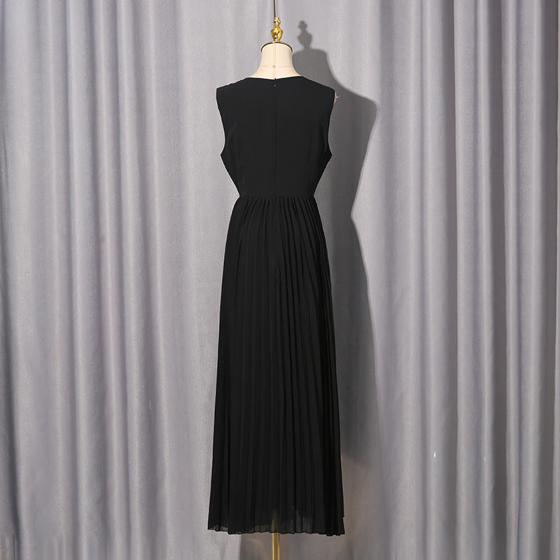 Plissiertes Oberteil mit ausgestellten Ärmeln und Maxirock-Set mit Taillengürtel – Rosiny 