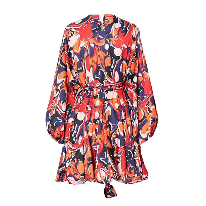 Haut à manches évasées plissées et ensemble jupe longue avec ceinture à la taille – Rosiny 