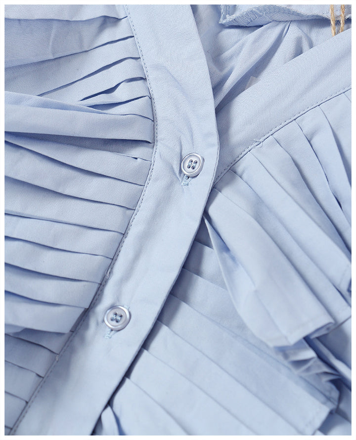 pleated ruffle sleeve chiffon midi dress – ELYSIA