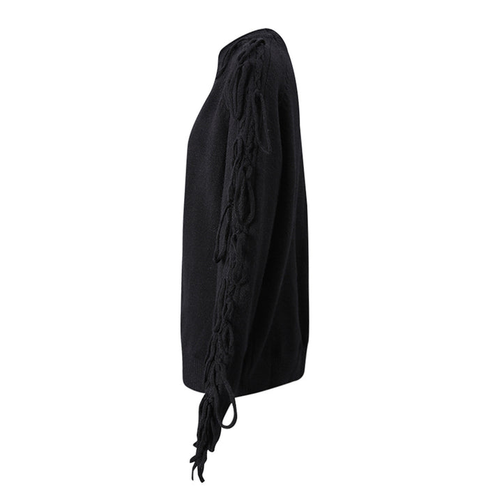 lace-up sleeve knit sweater with relaxed fit – NOCTIS