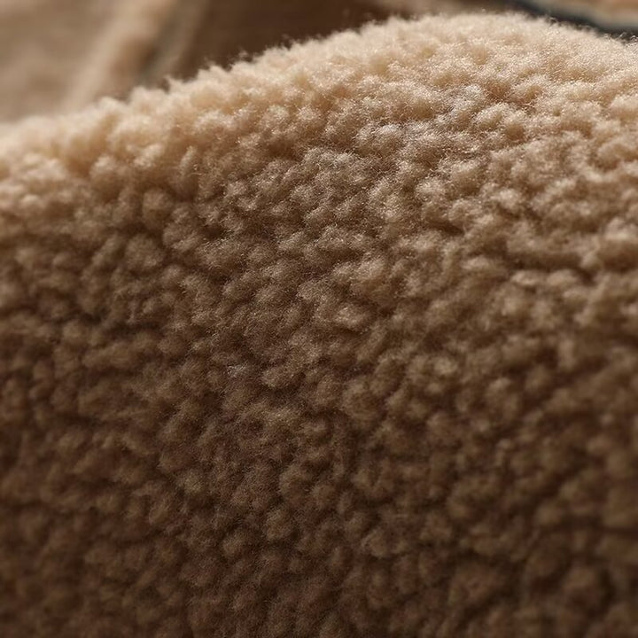 zip-front faux leather shearling jacket – ANOUR