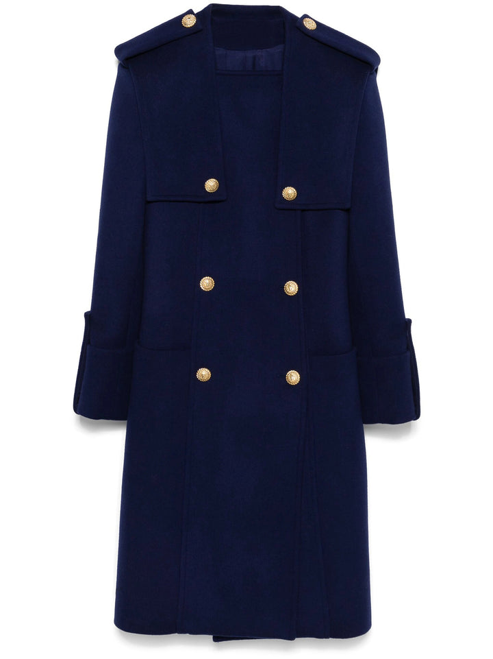 double-breasted navy coat with gold buttons – MARINA
