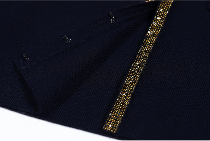 long-sleeve tweed jacket and pencil skirt set with metallic trim - NOVADRO