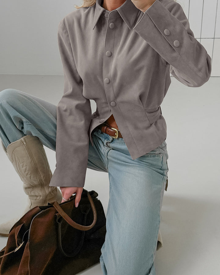 structured suede jacket with asymmetric front – VERA