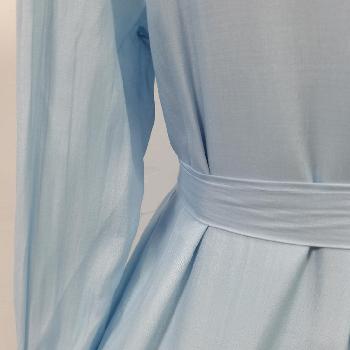 Haut à manches évasées plissées et ensemble jupe longue avec ceinture à la taille – Rosiny 